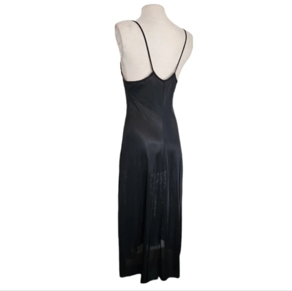 Circle III New York Slip Gown Lace Paneled Front Vibtage Black Size S - Picture 9 of 14